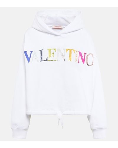 Valentino Logo Cotton Hoodie - White