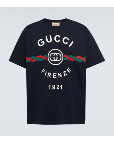 Gucci Cotton Jersey ' Firenze 1921' T-shirt - Blue