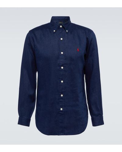 Polo Ralph Lauren Camicia In Lino - Blu