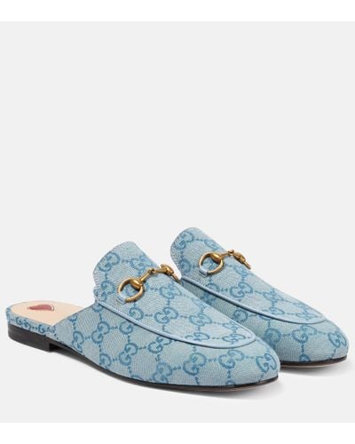 Gucci Slippers Princetown GG aus Canvas - Blau