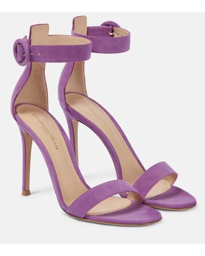 Gianvito Rossi Portofino 105 Suede Sandals - Purple