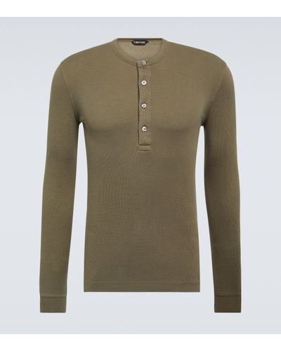 Tom Ford Ribbed-knit Jersey T-shirt - Green