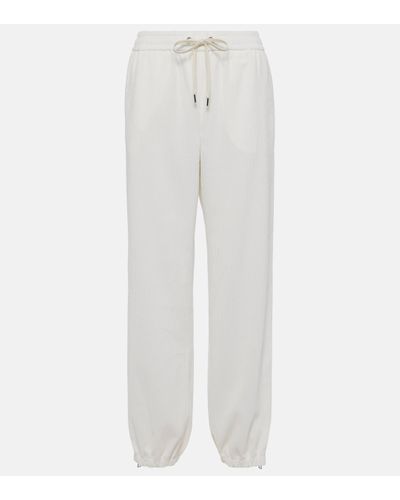 Moncler Pantalon de survetement en velours cotele - Blanc