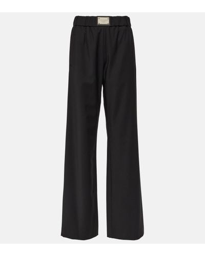 Dolce & Gabbana Wool-blend Wide-leg Trousers - Black
