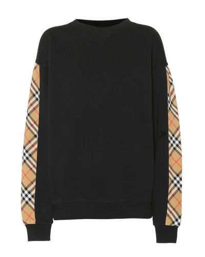 Burberry Bronx Check-sleeve Sweatshirt - Black