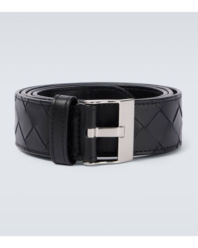 Bottega Veneta Intrecciato Leather Belt - Black