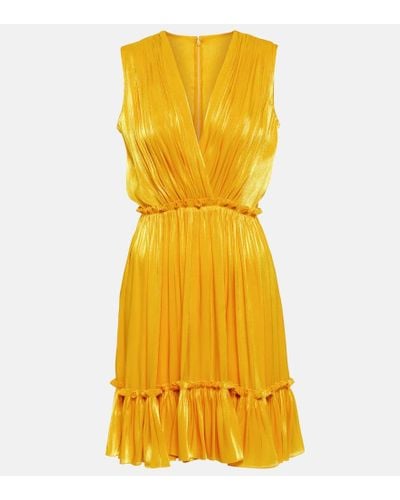 Costarellos Vestido corto de georgette fruncido - Amarillo