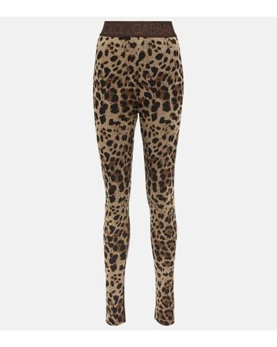 Dolce & Gabbana Legging a taille haute et imprime leopard - Multicolore