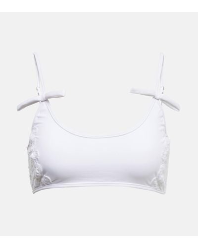 Giambattista Valli Floral Lace Bikini Top - White