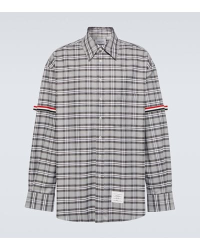 Thom Browne Checked Cotton Shirt - Grey
