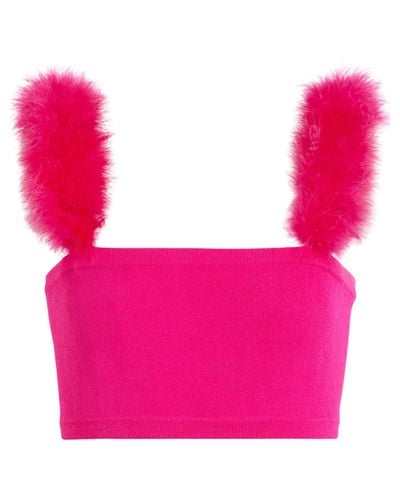 Magda Butrym Faux Fur-trimmed Bralette - Pink