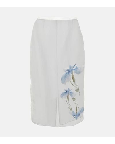 Givenchy Falda midi de devore de saten floral - Blanco