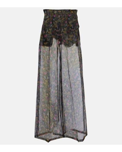 Max Mara Pareo Floral Silk Organza Wide-leg Trousers - Grey