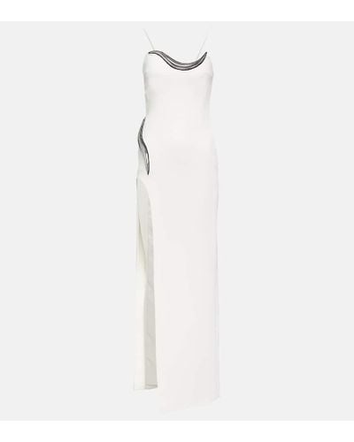 David Koma Embellished Crepe Jersey Gown - White
