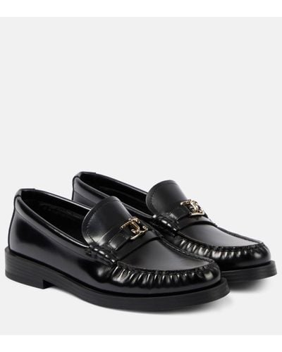 Jimmy Choo Addie Logo Leather Loafers - Black