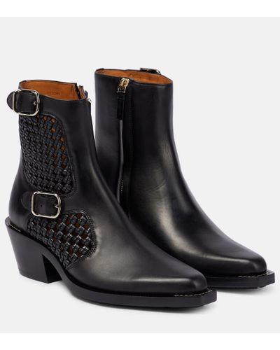 Chloé Nellie Leather Ankle Boots - Black