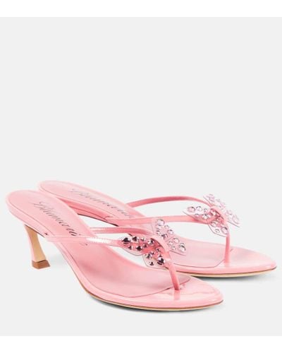 Blumarine Butterfly 55 Leather Thong Sandals - Pink