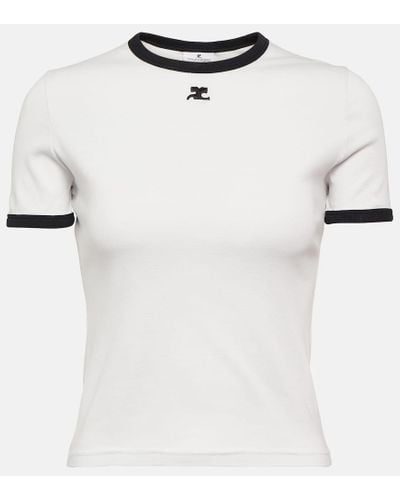 Courreges T-shirt Reedition in cotone con logo - Bianco