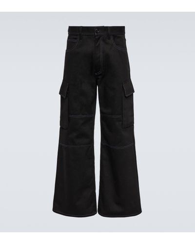 Marni Wide-leg Cotton Gabardine Cargo Trousers - Black