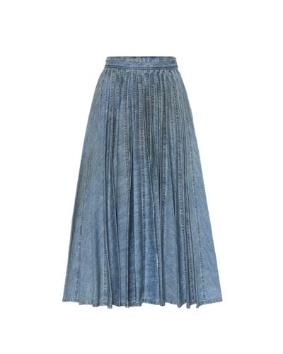 Miu Miu Blue Denim Pleated Skirt