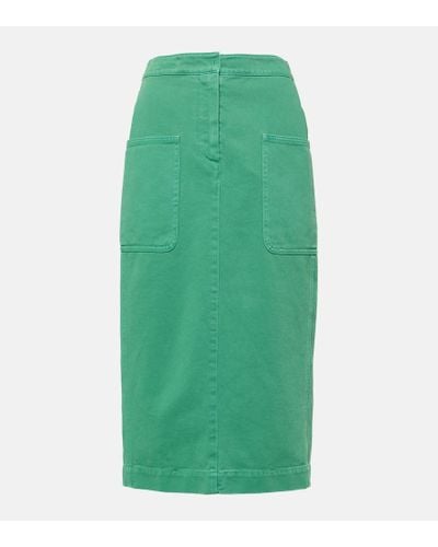 Max Mara Werther Cotton Drill Midi Skirt - Green