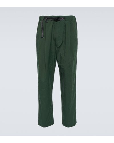 and wander Nylon Chino Tuck Tapered Trousers - Green