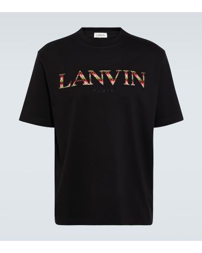 Lanvin Logo Embroidered Cotton T-shirt - Black