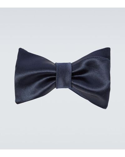 Brunello Cucinelli Cotton And Silk Satin Bow Tie - Blue
