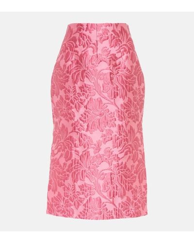 Emilia Wickstead Noah Floral Cloque Midi Skirt - Pink