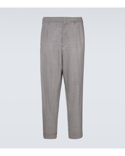 Brunello Cucinelli Virgin Wool Tapered Trousers - Grey