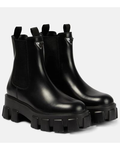 Prada Chelsea Boots Monolith aus Leder - Schwarz