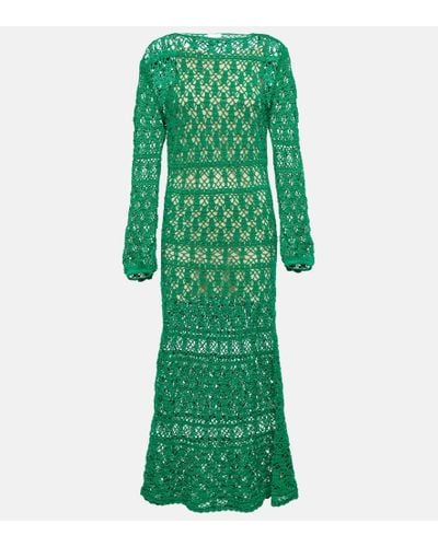 Anna Kosturova Vestido largo de croche en algodon - Verde