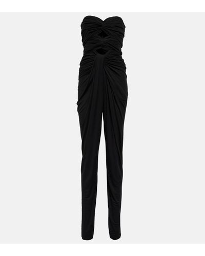 Saint Laurent Bandeau Cutout Jersey Jumpsuit - Black