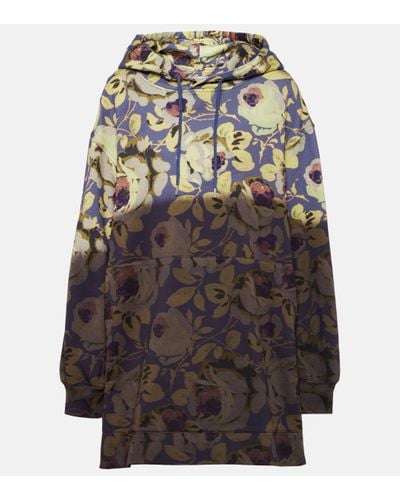 Dries Van Noten Robe a capuche Hasper en coton a fleurs - Multicolore