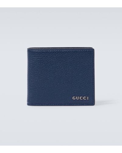 Gucci Logo Leather Bifold Wallet - Blue