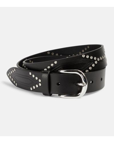 Isabel Marant Telly Embellished Leather Belt - Black