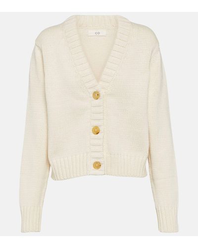 Co. Cropped Tton Cardigan - Natural