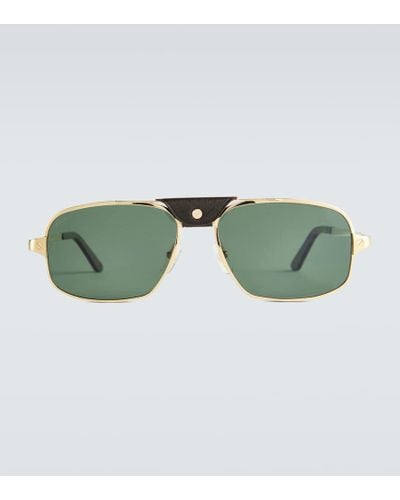 Cartier Sonnenbrille aus Metall und Leder - Grün