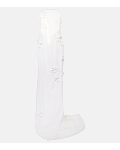 Jacquemus Embroidered Silk-blend Mousseline Maxi Dress - White