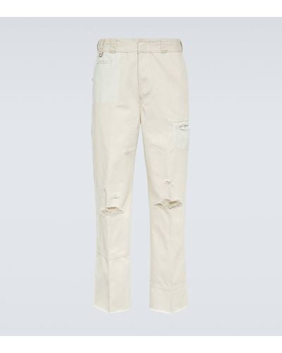 Undercover Distressed Straight-leg Cotton Trousers - Natural