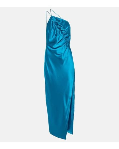 The Sei One-shoulder Silk Satin Midi Dress - Blue