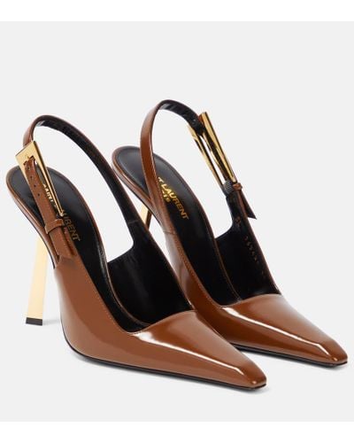 Saint Laurent Pumps slingback Lee in vernice - Marrone