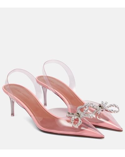 AMINA MUADDI Rosie Embellished Slingback Court Shoes - Pink