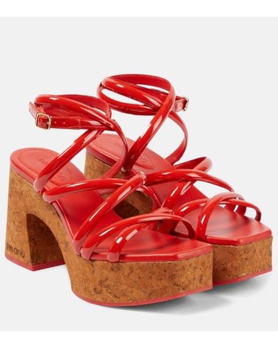 Jimmy Choo Cecelia 95 Leather Sandals - Red