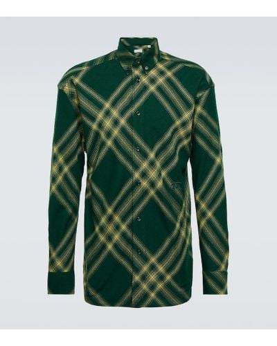 Burberry Camicia in lana Check - Verde
