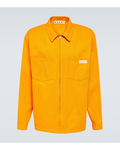 Marni Logo Cotton-blend Gabardine Overshirt - Orange