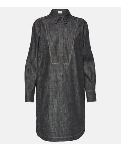 Brunello Cucinelli Denim Shirt Dress - Gray