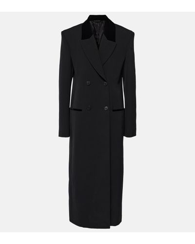 Givenchy Velvet-trimmed Wool Coat - Black