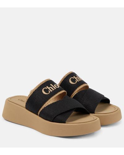 Chloé Mila Flatform-Sandalen - Schwarz