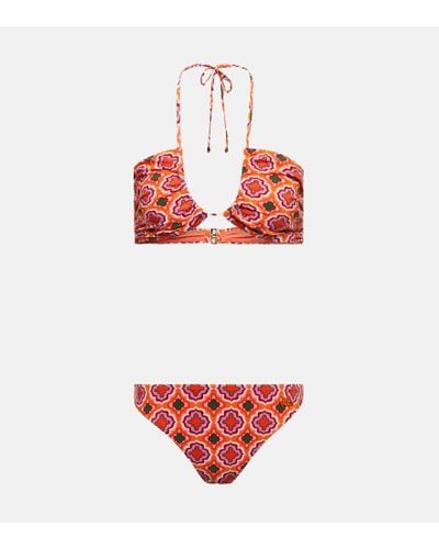 Etro Bikini con stampa e scollo all'americana - Rosso